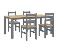 vidaXL Juego de comedor Panama 5 pzas madera maciza de pino gris, juego de mesa de comedor, mesa y sillas de comedor, mesa y sillas de cocina