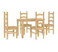 vidaXL Juego de Comedor Panama 5 pzas Madera Maciza de Pino, Juego de Mesa de Comedor, Mesa y sillas de Comedor, Mesa y sillas de Cocina