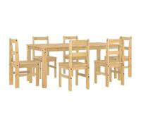 vidaXL Juego de comedor Panama 7 pzas madera maciza de pino, juego de mesa de comedor, mesa y sillas de comedor, mesa y sillas de cocina