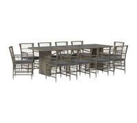vidaXL Juego de Comedor para Exteriores 11 uds. Gris ratán sintético