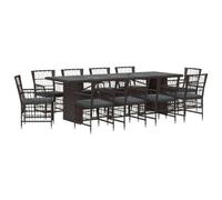 vidaXL Juego de Comedor para Exteriores 11 uds. Negro ratán sintético