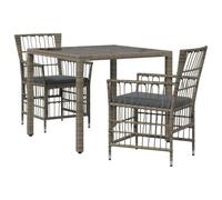 vidaXL Juego de Comedor para Exteriores 3 uds. Gris ratán sintético
