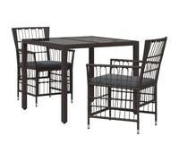 vidaXL Juego de Comedor para Exteriores 3 uds. Negro ratán sintético