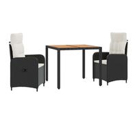 vidaXL Juego de Comedor para Exteriores 3 uds. Negro y Crema