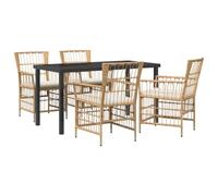 vidaXL Juego de Comedor para Exteriores 5 uds. Natural ratán sintético