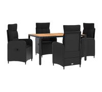 vidaXL Juego de Comedor para Exteriores 5 uds. Negro