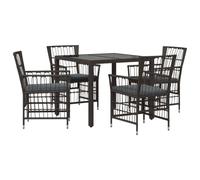 vidaXL Juego de Comedor para Exteriores 5 uds. Negro ratán sintético