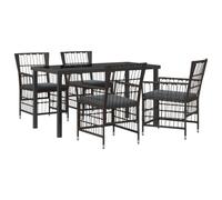 vidaXL Juego de Comedor para Exteriores 5 uds. Negro ratán sintético