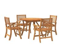 vidaXL - Juego de comedor para exteriores (7 piezas, mesa de comedor y sillas con patas curvadas, juego de muebles de exterior para jardín, escandinavo, madera de acacia maciza