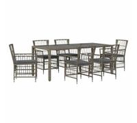 vidaXL Juego de Comedor para Exteriores 7 uds. Gris ratán sintético