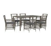vidaXL Juego de Comedor para Exteriores 7 uds. Gris ratán sintético