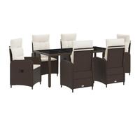 vidaXL Juego de Comedor para Exteriores 7 uds. Marrón y Crema Blanca