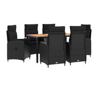 vidaXL Juego de Comedor para Exteriores 7 uds. Negro