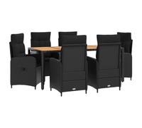 vidaXL Juego de Comedor para Exteriores 7 uds. Negro