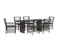 vidaXL Juego de Comedor para Exteriores 7 uds. Negro ratán sintético