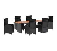 vidaXL Juego de Comedor para Exteriores 7 uds. Negro ratán sintético