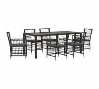 vidaXL Juego de Comedor para Exteriores 7 uds. Negro ratán sintético