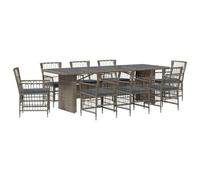 vidaXL Juego de Comedor para Exteriores 9 uds. Gris ratán sintético