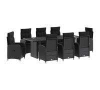 vidaXL Juego de Comedor para Exteriores 9 uds. Negro ratán sintético