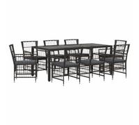 vidaXL Juego de Comedor para Exteriores 9 uds. Negro ratán sintético