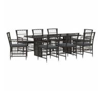 vidaXL Juego de Comedor para Exteriores 9 uds. Negro ratán sintético