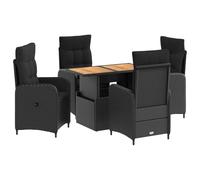 vidaXL Juego de Comedor para Exteriores con cojín 5 pcs Negro, Conjunto de jardín Ajustable, Muebles de Patio Modernos, Resistentes al Clima y duraderos