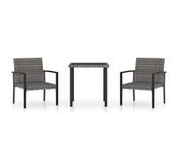 vidaXL Juego de Comedor para Jardín 3 Piezas Exterior Terraza Hogar Muebles Cocina Mesa Silla Asiento Suave con Respaldo Ratán Sintético Gris