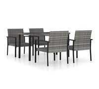 vidaXL Juego de Comedor para Jardín 5 Piezas Terraza Exterior Hogar Muebles Cocina Silla Mesa Asiento Suave con Respaldo Ratán Sintético Gris