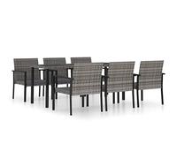 vidaXL Juego de Comedor para Jardín 7 Piezas Exterior Terraza Hogar Muebles Cocina Mesa Silla Asiento Suave con Respaldo Ratán Sintético Gris