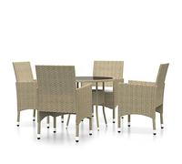 vidaXL Juego de Comedor para Jardín de 5 Piezas Exterior Terraza Patio Balcón Cocina Mesa Asiento Sillón Muebles Decoración Ratán Sintético Beige