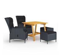 vidaXL Juego de Comedor para Jardín de 5 Piezas Muebles Mobiliario Exterior Terraza Balcón Hogar Cocina Mesa Silla Asiento Suave Estable Gris Oscuro