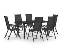 Juego De Comedor Para Jardín De 7 Piezas Aluminio Negro Vidaxl
