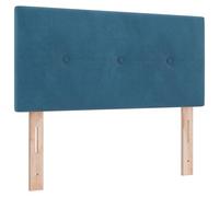 vidaXL Juego de Dormitorio cabecero bajo en Azul Oscuro | Madera Natural y Incrustaciones Decorativas | Diseño contemporáneo Estiloso Espacios compactos | Decoración de Cama cómoda par