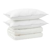 vidaXL Juego de edredón y almohada de 3 piezas de 200 x 200 cm, 4 estaciones, 300 g/m², de lana, moderno, para dormitorio, rectangular, hipoalergénico, absorbe la humedad, lavable a máquina, edredón