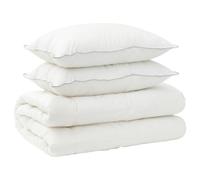vidaXL Juego de edredón y almohada de 3 piezas de 200 x 200 cm, 4 estaciones, 350 g/m², lana, dormitorio, rectangular, moderno, juego de edredón hipoalergénico, absorbe la humedad, lavable a máquina