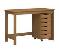 vidaXL Juego de escritorio y armario rodante con cajón MOSS de 2 piezas, color marrón miel, moderno juego de gabinetes de escritorio rectangulares, amplio almacenamiento, espacio de trabajo funcional