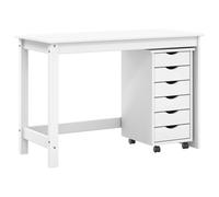 vidaXL Juego de Escritorio y Armario Rodante Moss 2 pcs Blanco, Escritorio Moderno Rectangular para Sala, con Cabina móvil, Mucha Capacidad, Madera de Pino