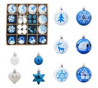 vidaXL Juego de Esferas de Navidad 40 pcs Azul y, Bolas navideñas Modernas, Decoraciones Resistentes, Adornos de árbol Elegantes, Estilo Minimalista, Fiestas