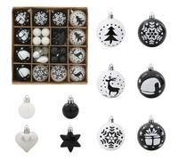 vidaXL Juego de Esferas de Navidad 40 pcs Negro y, Bolas navideñas Modernas, Decoraciones Resistentes, Adornos de árbol Elegantes, Estilo Minimalista, Fiestas