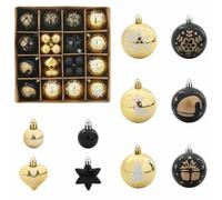 vidaXL Juego de Esferas de Navidad 40 pcs Negro y Dorado, Bolas navideñas Modernas, Decoraciones Resistentes, Adornos de árbol Elegantes, Estilo Minimalista, Fiestas