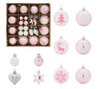 vidaXL Juego de Esferas de Navidad 40 pcs y Rosa, Bolas navideñas Modernas, Decoraciones Resistentes, Adornos de árbol Elegantes, Estilo Minimalista, Fiestas