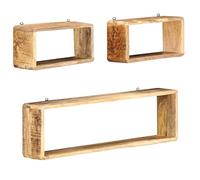 Juego De Estantes Cubo De Pared 3 Piezas Madera Maciza De Mango Vidaxl