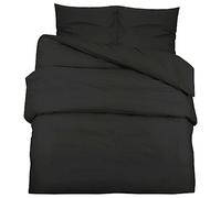 vidaXL Juego de Funda Nórdica Cama Matrimonio Ropa Edredón Dormitorio Almohada Sábanas Reversible Suave Invierno Algodón Negro 220x240 cm