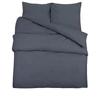 vidaXL Juego de Funda Nórdica Edredón Almohada Cama Doble Matrimonio Sábana Ropa Reversible Suave Ajustable Microfibra Ligera Antracita