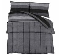 vidaXL Juego de Funda Nórdica, Ropa de Cama de Edredón, Sábana y Funda de Almohada, Decoración para Dormitorio, Algodón Gris Oscuro 240x220 cm