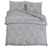 vidaXL Juego de Funda Nórdica, Ropa de Cama de Edredón, Sábana y Funda de Almohada, Decoración para Dormitorio, Algodón Gris 200x220 cm