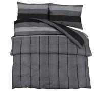 vidaXL Juego de Funda Nórdica, Ropa de Cama de Edredón, Sábana y Funda de Almohada, Decoración para Dormitorio, Algodón Gris Oscuro 260x220 cm