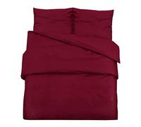 vidaXL Juego de Funda Nórdica Sábana Cama Dormitorio Adorno Dormir Decoración Edredón Habitación Casa Hogar Algodón Color Burdeos 135x200 cm