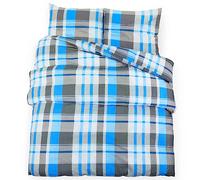 vidaXL Juego de Funda Nórdica Sábana Cama Dormitorio Adorno Dormir Decoración Edredón Habitación Casa Hogar Algodón Azul y Gris 200x220 cm