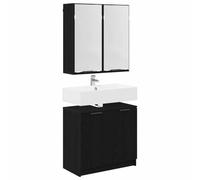 vidaXL Juego de Gabinetes de Baño con Estante 2 pcs Roble Negro, Soluciones Modernas de Almacenamiento, Set de armarios funcionales, organizadores Elegantes, Muebles Que ahorran Espacio